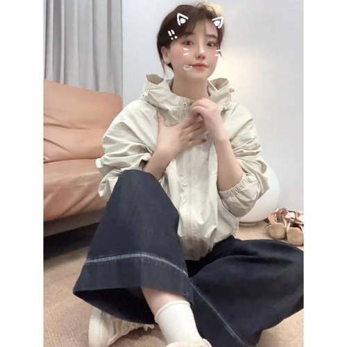 短连款帽闲冲锋衣外套女春秋新2025爆款韩系休运动洋款佐外2024气