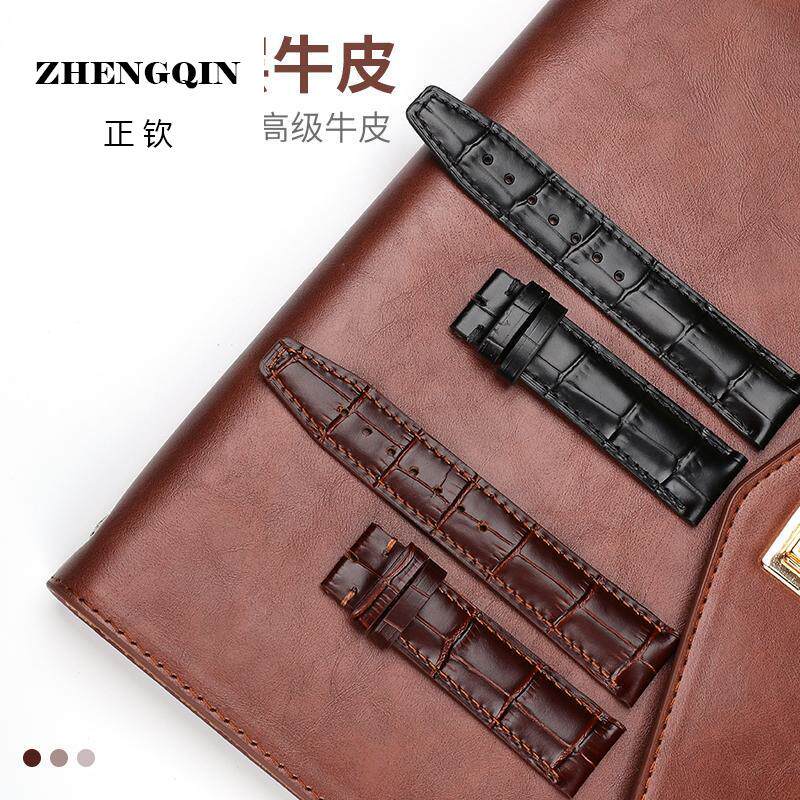适用真皮手表带无扣款式男女通用情侣款代用万国浪琴系列手表配件