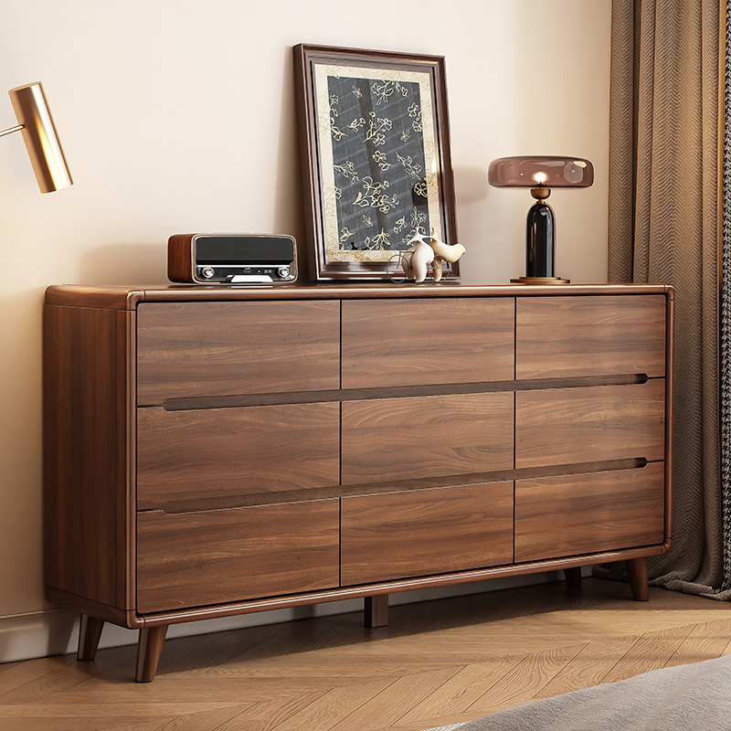 现代简约卧室斗柜收纳柜床尾九斗柜客厅收纳柜实木框架大容量五斗