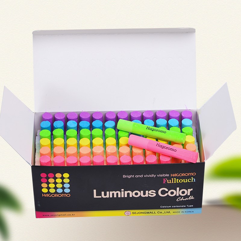 韩国羽衣HAGOROMO进口无尘粉笔 72支装荧光色防脏手涂层粉笔大学