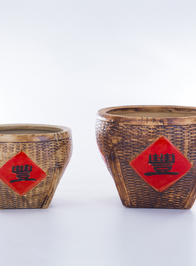 石湾陶瓷工艺品艺术品礼品摆件招财箩筐储物罐可养植物五谷丰登