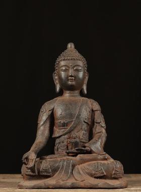 仿古铁器纯铁千衣佛中式复古释迦牟尼佛坐像古法工艺制作客厅陈设