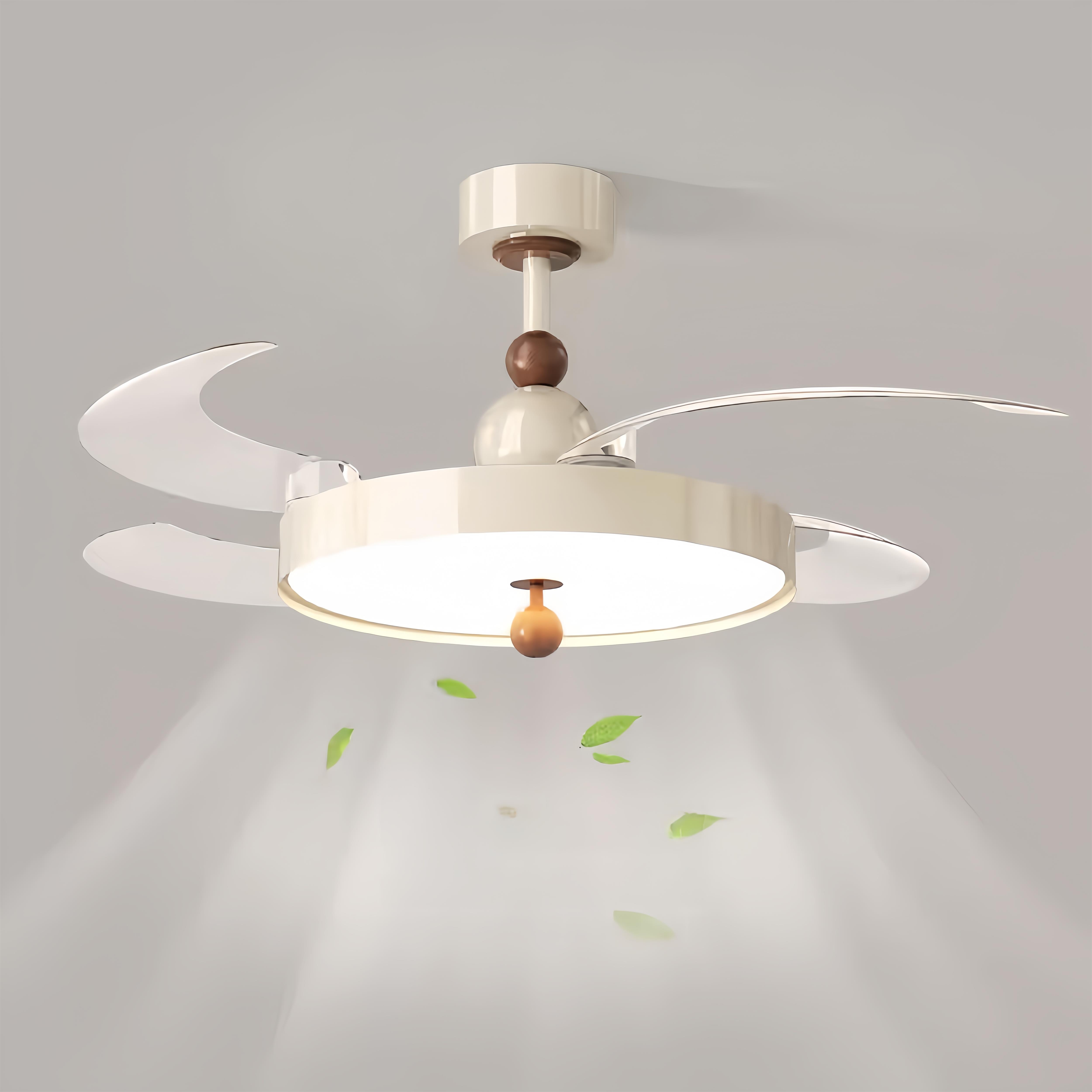 中古奶油风餐厅吊扇灯风扇灯吊扇灯书房灯静音隐形吧台饭厅风扇灯