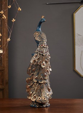 孔雀工艺品创意玄关客厅装饰品情侣孔雀摆件会所结婚会场摆设落地