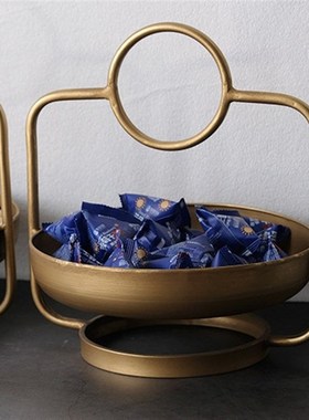 侘寂风铁艺托盘客厅家用收纳水果盘轻奢装饰摆件高级感糖果点心盘