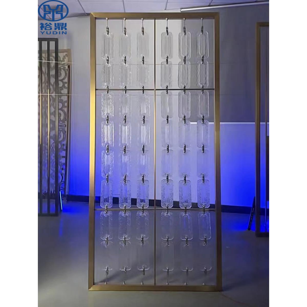 定制304不锈钢隔断 热熔水晶玻璃屏风酒店大厅简约玄关背景墙装饰