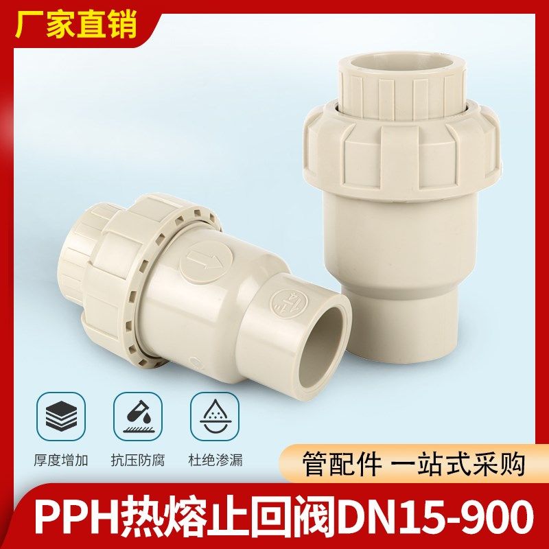 PPH热熔承插单向止回阀法兰式塑料止回阀防腐耐酸碱单向阀逆止阀