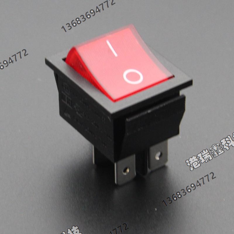 电源开关宁波万事达大船型翘板乒乓开关220V黑边红灯RK1-01港瑞鑫