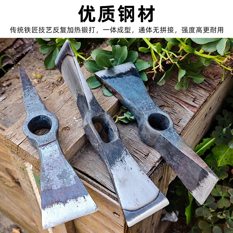 手工锻小钢镐小锄头全钢鹤嘴锄小型十字镐便携式盆景园艺挖桩镐斧