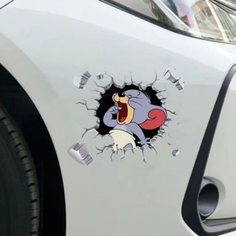 汽车贴纸3d立体贴遮挡凹陷创意个性车贴车身车尾划痕刮痕遮盖贴