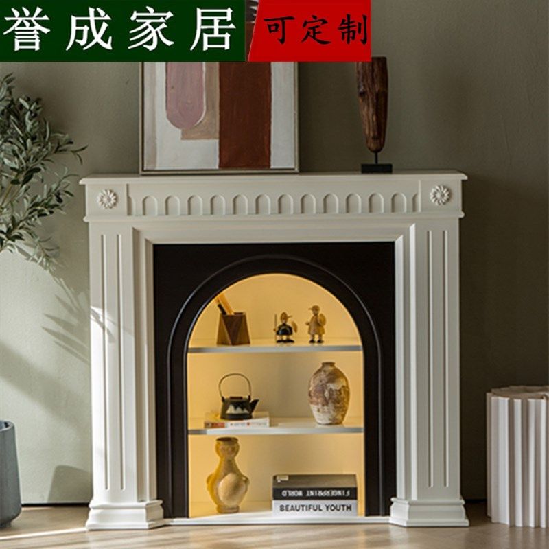 法式小户型客厅壁炉柜实木壁炉架装饰柜现代玄关柜置物台整装