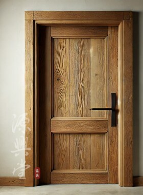 侘寂风实木门 实木室内门原生态自然仿古木门订做 中古风室内门