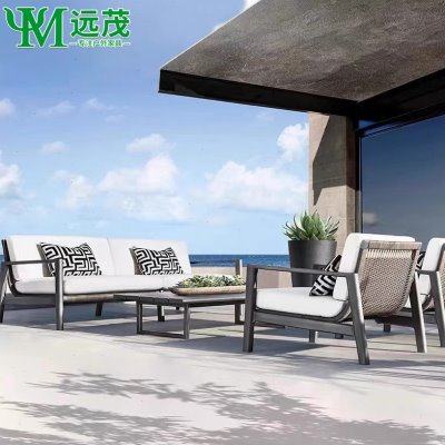 远茂北欧休闲户外铝合金沙发庭院柚木花园别墅酒店露台休闲家具椅