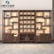榆木新中式 茶室茶叶架子定制实木组合带灯博古架格子柜商用展示架