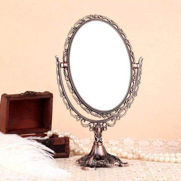 欧式田园公主可爱金属复古铜色椭圆梳妆镜台式化妆镜双面高清镜子,家庭/个人清洁工具,随身化妆镜,淘宝优惠券,粉丝福利购,淘宝优惠卷