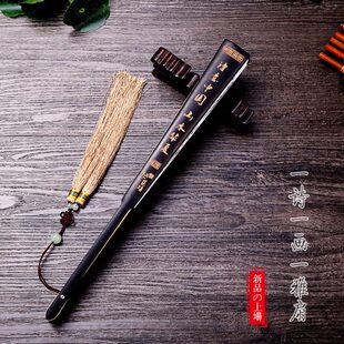 扇子折扇中国风红色古典手工男士古风定制雕刻丝绸大绢布扇礼品扇