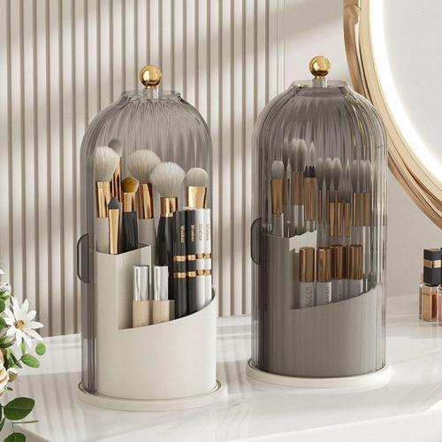 旋转化妆刷收纳筒防尘分格桌面化妆品收纳盒化妆台笔筒口红置物架