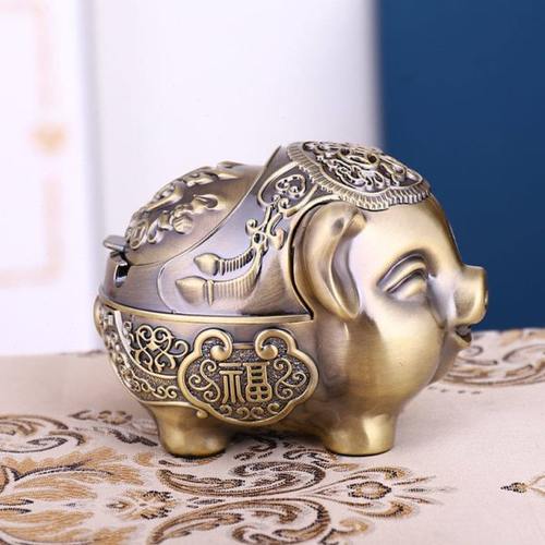 复古烟灰缸创意个性家用烟缸网红客厅办公室耐摔福猪招财送礼
