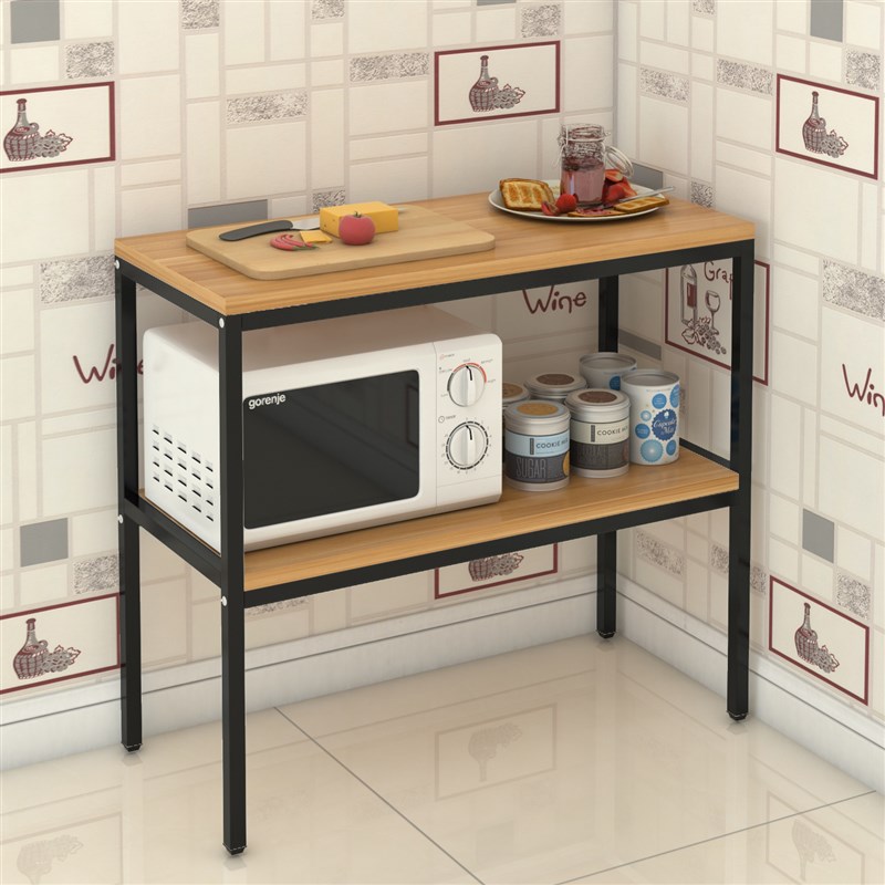 厨房桌子切菜桌操作台家用u简易小长桌长方形储物桌收纳桌微波炉