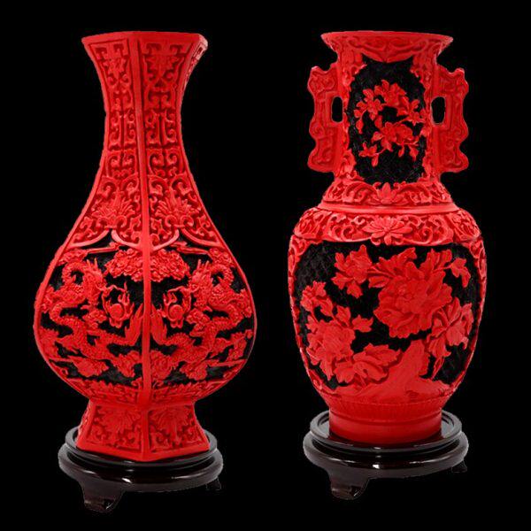 北京漆器工艺品 漆雕花瓶 家居装饰品 雕漆摆件 民间传统工艺品