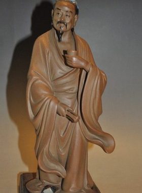 特陆羽茶王工艺品装饰陶瓷石湾公仔家居茶室博古架摆件送礼实拍