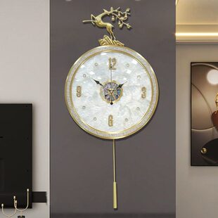 柏梵轻奢黄铜钟表挂钟客厅高档时钟挂墙静音挂钟创意时尚装饰壁钟