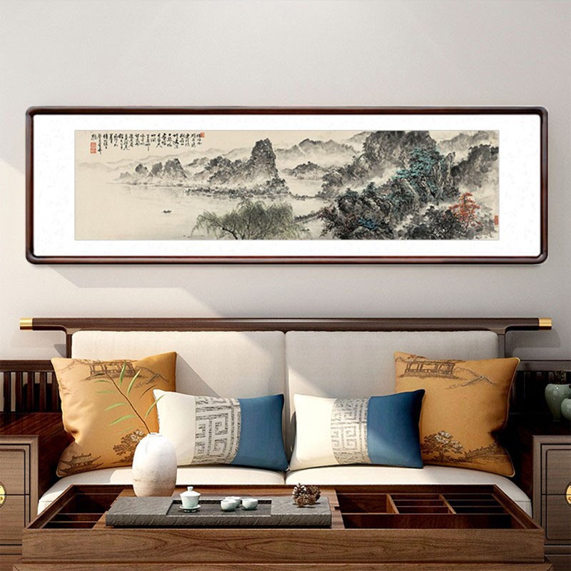 蔡景星借问西湖国画水墨山水画字画中G式客厅装饰画办公室横幅挂