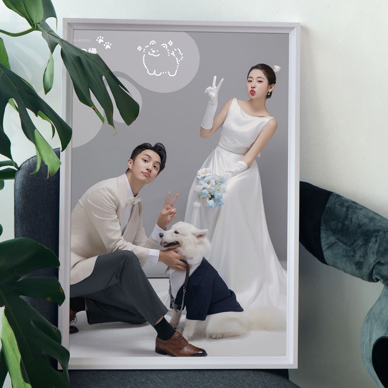 婚纱照相框挂墙定制洗照片s加打印相片放大高级感画框24寸28全家