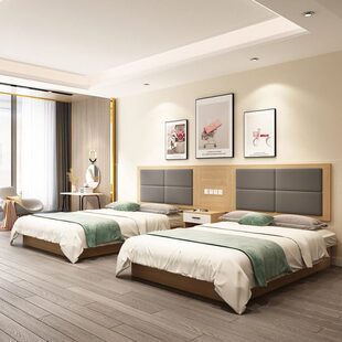 酒店家具标间全套定制宾馆床标间双人床酒店客房床公寓民宿旅馆床