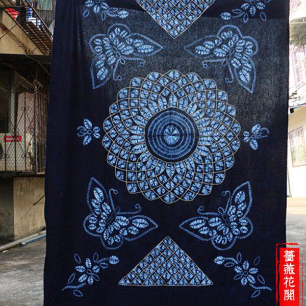 云南民族风扎染蜡染长桌布土布 茶楼餐馆茶几布台布农家乐门帘