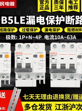 人民电器集团RDB5LE-32 63 1P2P3P4P3P+N三相四线小型漏电断路器