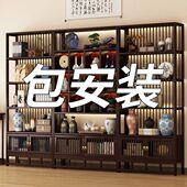 中式 博古架茶柜置物架多功能茶具展示架非实木多宝阁摆件架包安装