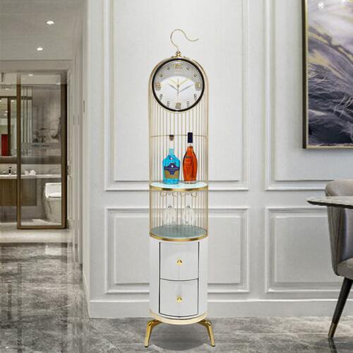 高档豪华别墅红酒架立式坐钟摆件简约现代轻奢落地钟客厅家用立钟