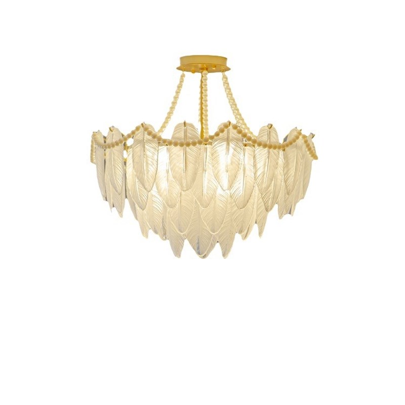 法式客厅吊灯创意简约现代设计师款羽毛玻璃意式轻奢餐厅卧室吊灯