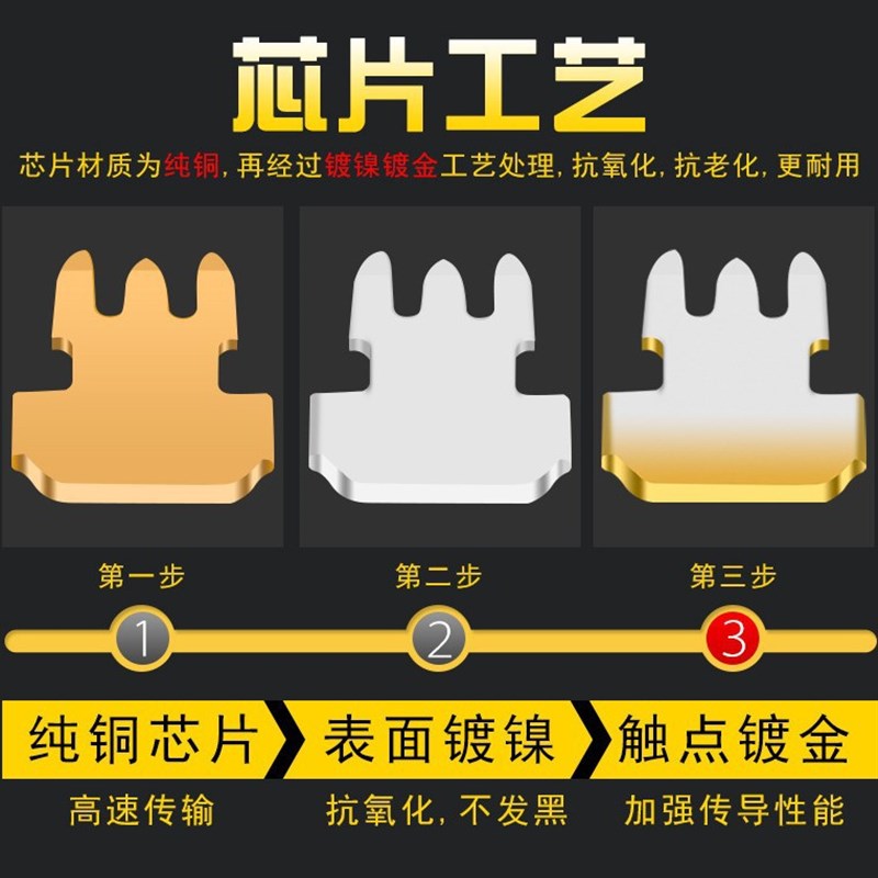 展洪盒装纯铜三叉超五类水晶头8P8CRJ45水晶头网线连接头