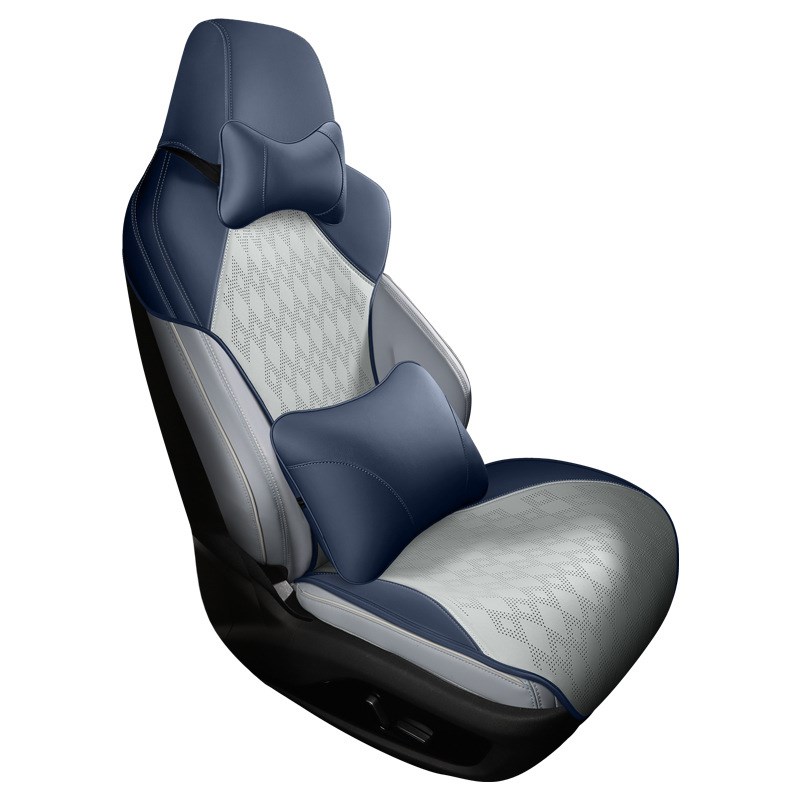 2022款比亚迪海豹专车坐垫半包数码冲孔纤维皮七件套马鞍垫
