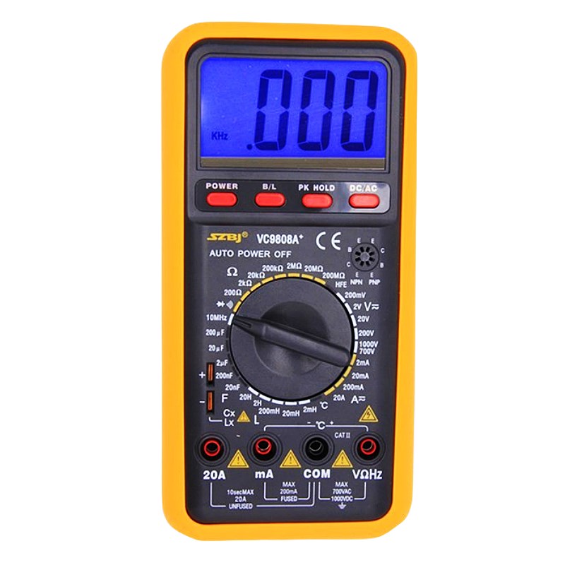 滨江数字万用表VC9801A+电子多用表错档不烧背光06电容VC9808测试
