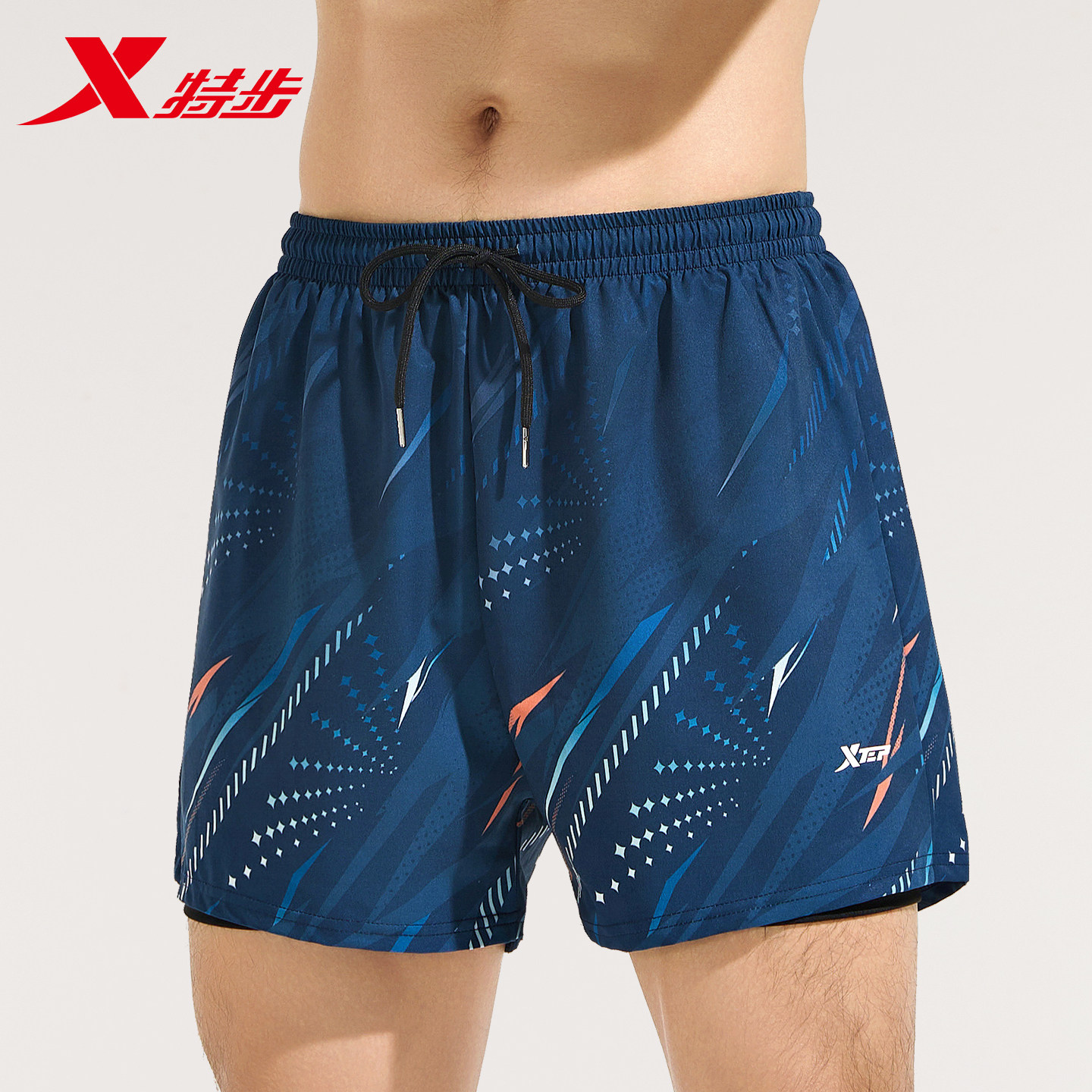 特步泳裤男士成人速干2025新款青少年双层防尴尬游泳温泉裤套装备