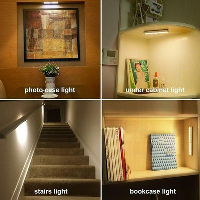 10LED的红外线人体感应灯衣柜灯铝制智能小夜灯壁橱灯电池供电