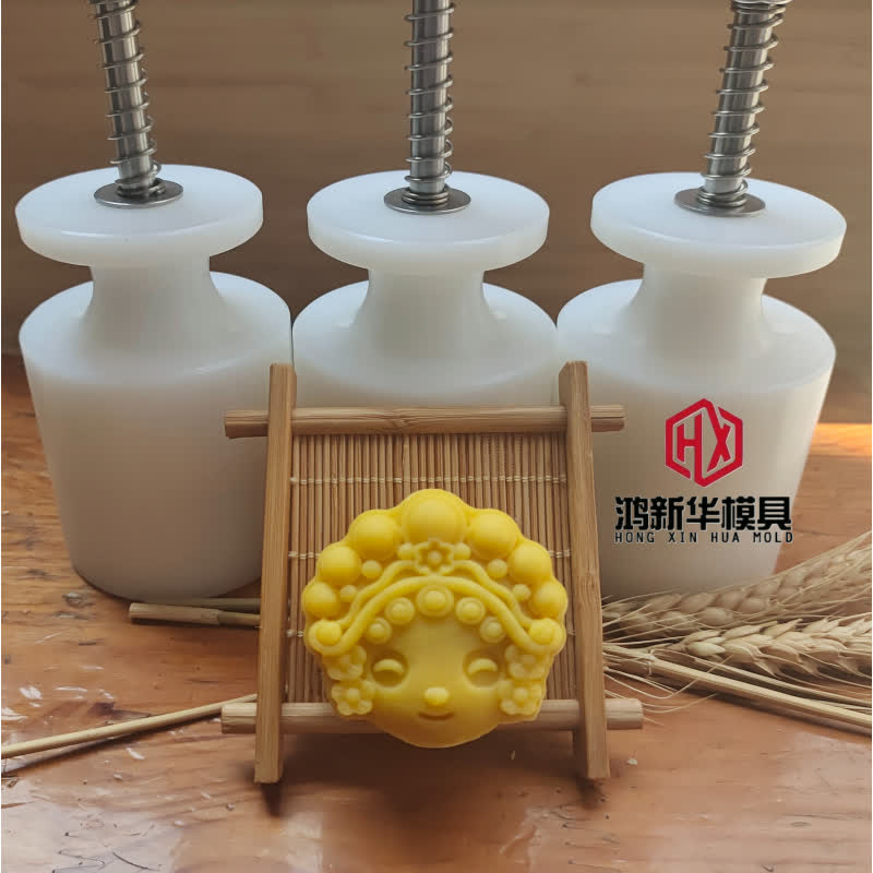新款中国风戏女国朝帝桃山皮绿豆糕烘焙糕点高级手压月饼模具定制