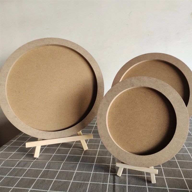 儿童手工diy圆形粘土画框纸浆石头彩泥豆子毛线立体框作品框相框