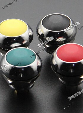 PAS6防水按钮开关亮金属边圆形复位红绿黄黑色按键M12台湾德利威