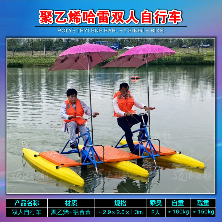 玻璃钢水上休闲单人自行车 双层公园观光休闲娱乐游船 扬州船艇厂