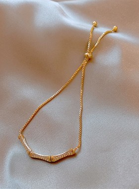 微镶锆石竹节e手链女时尚学生情侣闺蜜姐妹手镯ins韩版简约手饰女