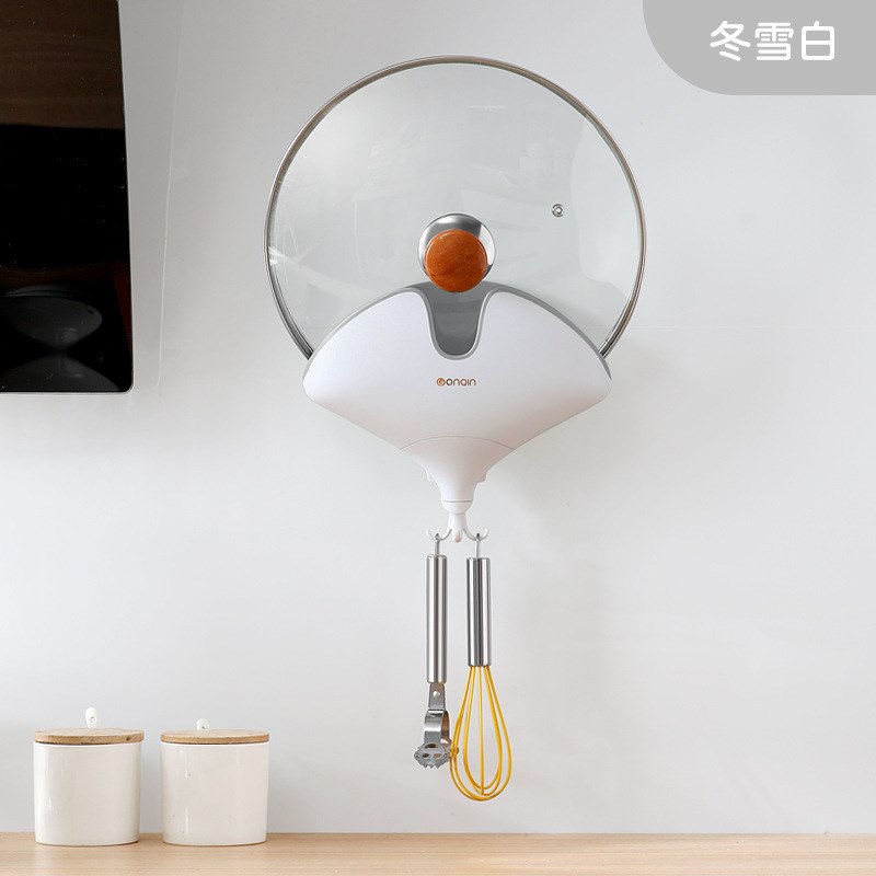 锅盖架壁挂式粘贴l免打孔可沥水锅盖支架毛巾锅铲厨房小用具挂架