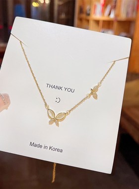 猫眼石蝴蝶项链女k小众设计高级感钛钢锁骨链冷淡风简约气质颈链
