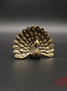 仿古工艺 实心铜孔雀摆件 全铜迷你开屏孔雀小孔雀美丽皇后小动物