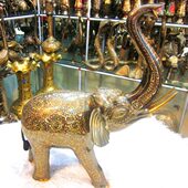 巴基斯坦手工艺品 巴基斯坦铜器 彩点工艺招财象吉祥如意象