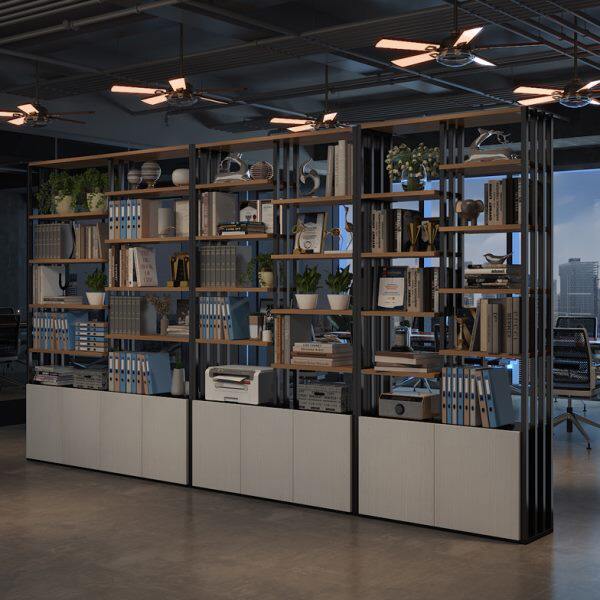 办公屏风隔断展示架铁艺落地置物架办公室文件架现代简约玄关书柜