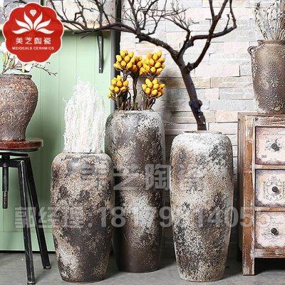 做旧陶罐组合坛子花钵铁锈斑纹复古粗陶瓶陶瓷落地大花瓶干枝陶缸,家居饰品,花瓶,淘宝优惠券,粉丝福利购,淘宝优惠卷